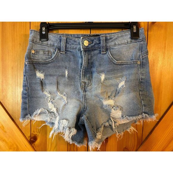 Kendall & Kylie Junior’s Light Wash The Icon Short Cut Off Jean Shorts Size 3 (8 - Picture 1 of 4